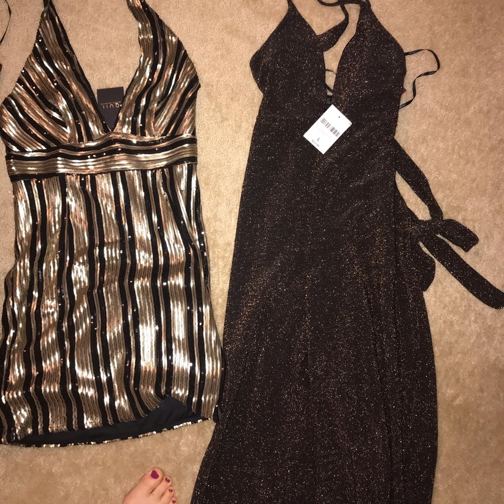 Forever21 Gold Party Top & Sparkle Glamour Romper